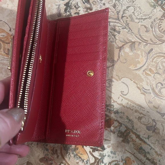 Prada double snap wallet. Deep red. Authentic - Picture 5 of 9